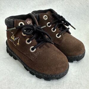 Reebok Weebok Toddler Boots 5 Brown Light Up Bulldozer Embroidered Lace Up